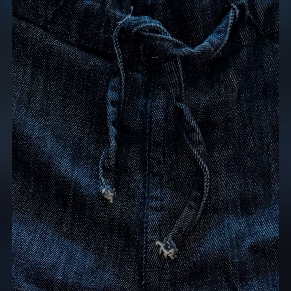 Maeve Anthropologie Wide Leg Pants Size Medium Dark Wash Pull On Striped - Picture 5 of 14